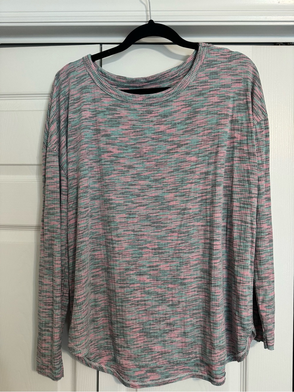 Lou & Grey Heathered Pink and Mint Long Sleeve Top